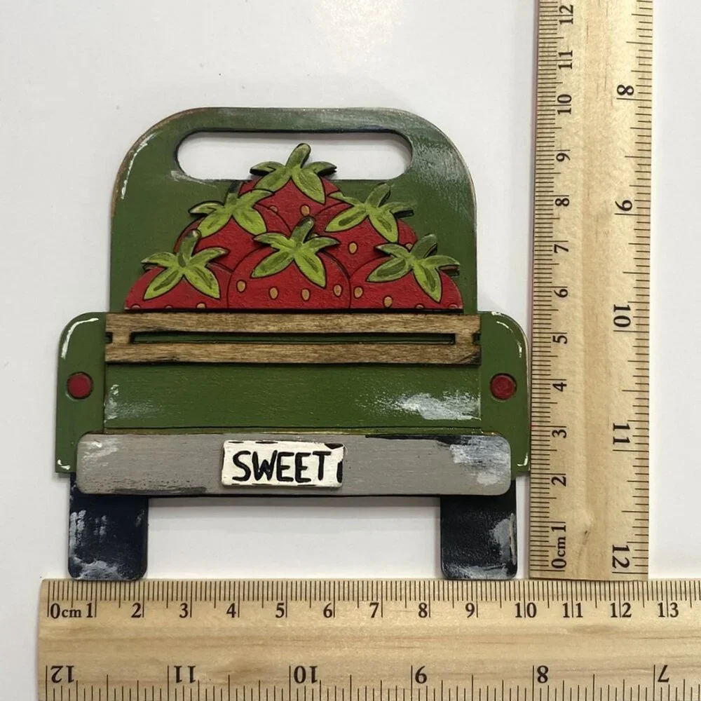 Handmade Tiered Tray Decor Summer Is My Jam 9 pieces Strawberries Vintage Truck - Picture 9 of 9